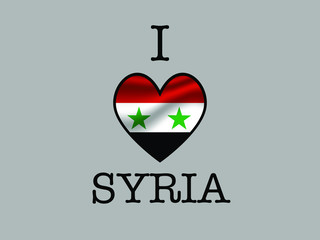 Fototapeta premium Syria National flag inside Big heart and meaning i love. Original color and proportion. vector illustration, world countries from set. Isolated on white background