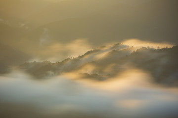 朝日に照らされる雲海