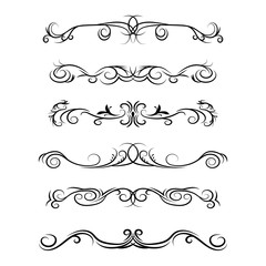 Hand drawn vector dividers. Decorative swirls lines, borders and curl set. Design elements 4