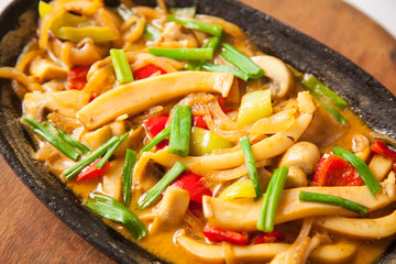 vegetable fried squid in casserole