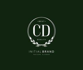 C D CD Beauty vector initial logo, handwriting logo of initial signature, wedding, fashion, jewerly, boutique, floral and botanical with creative template for any company or business.