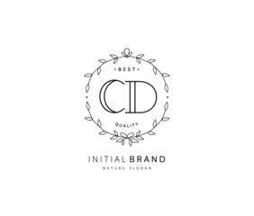 C D CD Beauty vector initial logo, handwriting logo of initial signature, wedding, fashion, jewerly, boutique, floral and botanical with creative template for any company or business.