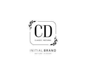 C D CD Beauty vector initial logo, handwriting logo of initial signature, wedding, fashion, jewerly, boutique, floral and botanical with creative template for any company or business.