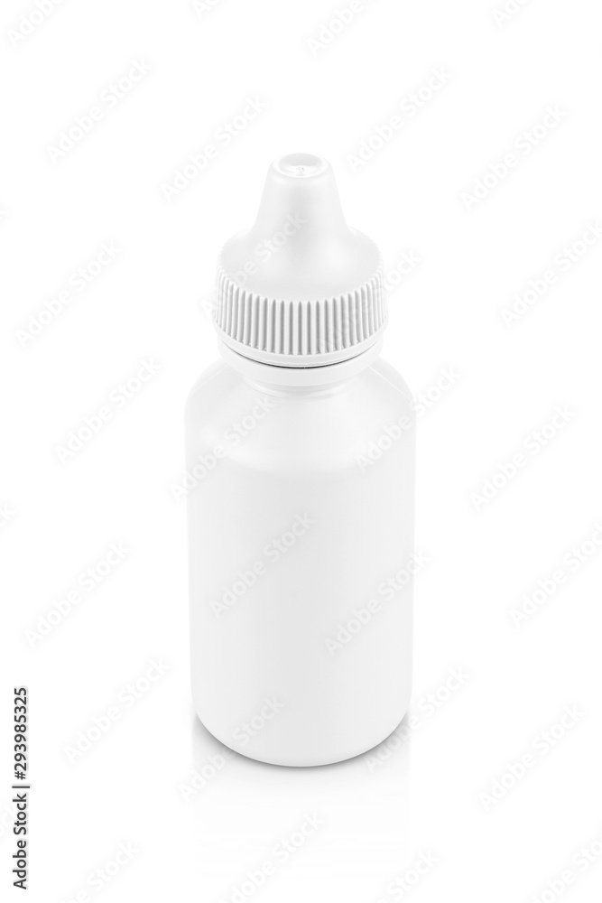 Wall mural white plastic eyes dropper bottle isolated on white background