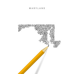 Maryland sketch scribble map isolated on white background. Hand drawn vector map of Maryland.
