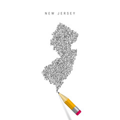 New Jersey sketch scribble map isolated on white background. Hand drawn vector map of New Jersey.