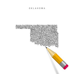 Oklahoma sketch scribble map isolated on white background. Hand drawn vector map of Oklahoma.