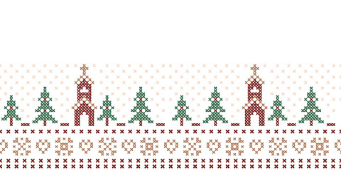 Vector cross stitch christmas elements seamless