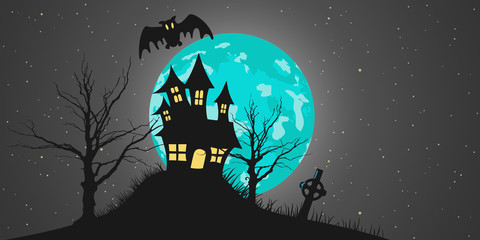 Halloween poster. Flat vector illustration