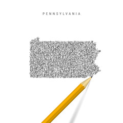 Pennsylvania sketch scribble map isolated on white background. Hand drawn vector map of Pennsylvania.
