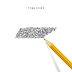 Tennessee sketch scribble map isolated on white background. Hand drawn vector map of Tennessee.