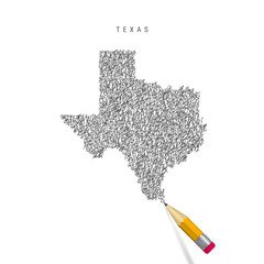 Texas sketch scribble map isolated on white background. Hand drawn vector map of Texas.