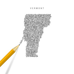Vermont sketch scribble map isolated on white background. Hand drawn vector map of Vermont.