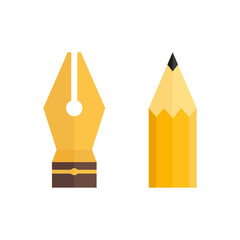 pen and pencil tip color icons in flat