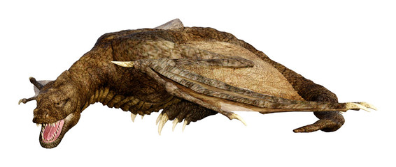 3D Rendering Fairy Tale Dragon on White