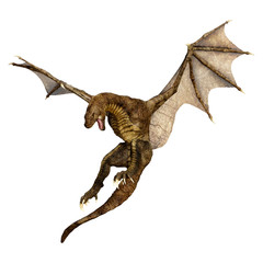 3D Rendering Fairy Tale Dragon on White