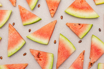 Fresh juicy slices of watermelon. Sweet summer dessert healthy eating concept