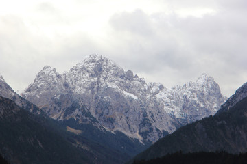 Fototapeta na wymiar Snow mountain peak, mountain range in Austria