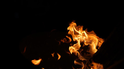 Fire night whit particles photo