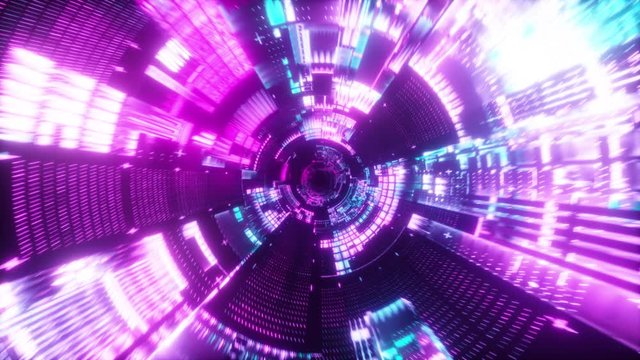 Flying into spaceship tunnel