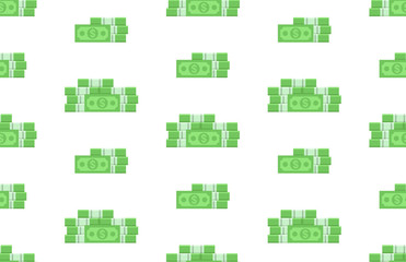 Seamless pattern with Pack of dollars. isolated on white background
