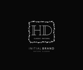 H D HD Beauty vector initial logo, handwriting logo of initial signature, wedding, fashion, jewerly, boutique, floral and botanical with creative template for any company or business.