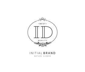 I D ID Beauty vector initial logo, handwriting logo of initial signature, wedding, fashion, jewerly, boutique, floral and botanical with creative template for any company or business.