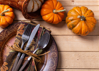 Autumn Place Setting on Wooden Table
