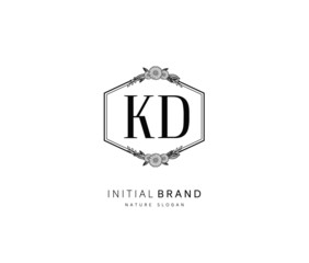 K D KD Beauty vector initial logo, handwriting logo of initial signature, wedding, fashion, jewerly, boutique, floral and botanical with creative template for any company or business.
