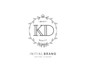 Obraz premium K D KD Beauty vector initial logo, handwriting logo of initial signature, wedding, fashion, jewerly, boutique, floral and botanical with creative template for any company or business.