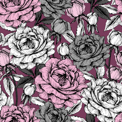 Vintage pattern with roses. Fabric and packaging design.