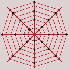 The spider's web on a gradient background with arrows