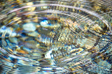 Circles on the surface of clear water as an abstract background