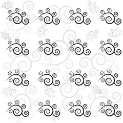 Twig of spiral seamless pattern. Fashion graphic background design. Modern stylish abstract texture. Monochrome template for prints, textiles, wrapping, wallpaper, website etc. Vector illustration.