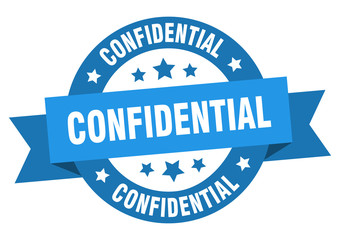 confidential ribbon. confidential round blue sign. confidential