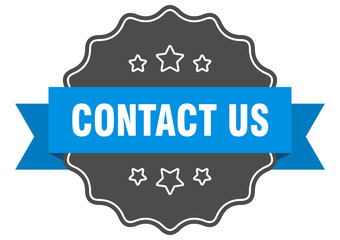 contact us blue label. contact us isolated seal. contact us