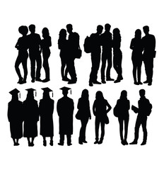Student Activity and graduation Silhouettes, art vector design 