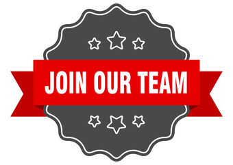 join our team red label. join our team isolated seal. join our team