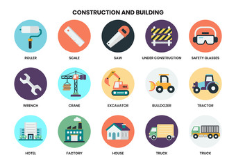 Construction icons set for business