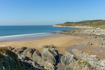 Fototapeta na wymiar Combesgate beach at Woolacombe in North Devon , England
