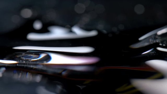 iquid flows down the manometer glass, forming a beautiful effect, similar to oil, but glycerin is usually poured into such sensors, close-up