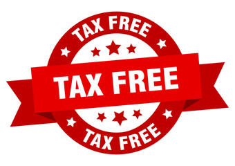 tax free ribbon. tax free round red sign. tax free