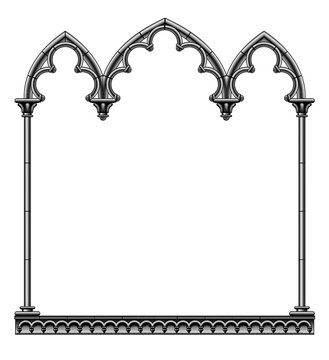 Black gothic decorative frame isolated on white