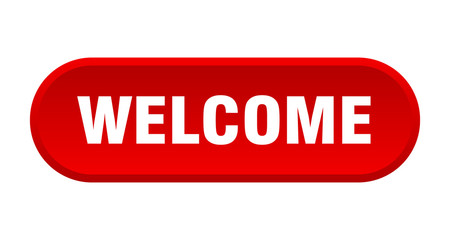welcome button. welcome rounded red sign. welcome