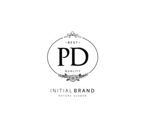 P D PD Beauty vector initial logo, handwriting logo of initial signature, wedding, fashion, jewerly, boutique, floral and botanical with creative template for any company or business.