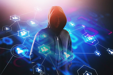 Hacker and social media interface