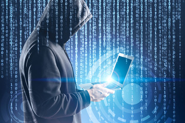 Hacker stealing information, HUD interface