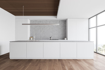 White and wooden kitchen with countertops