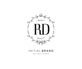 R D RD Beauty vector initial logo, handwriting logo of initial signature, wedding, fashion, jewerly, boutique, floral and botanical with creative template for any company or business.