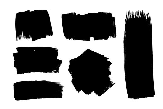 Grunge brush strokes, lines. Black design elements, artistic shapes, art objects. Dirty background. Abstarct texture.